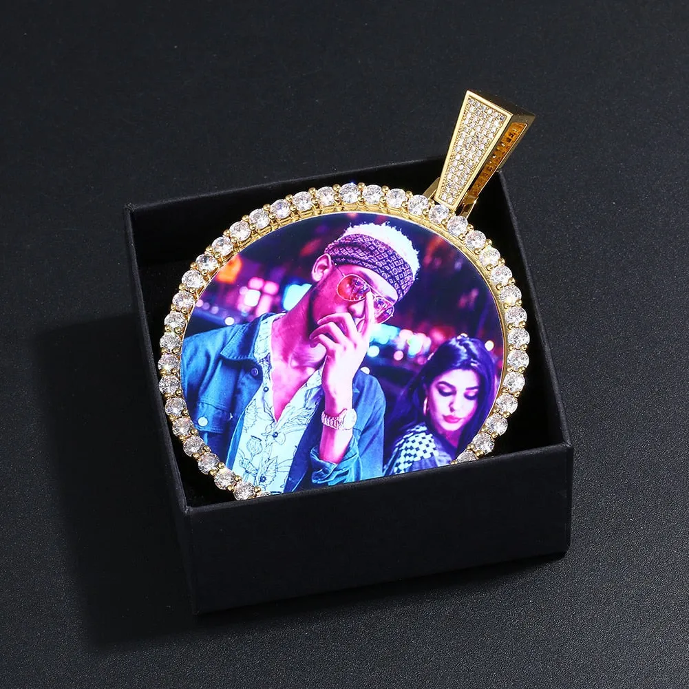 14k Gold Plated Custom Photo Circle Necklace- Best Christmas Gifts- Great Gift For Valentine