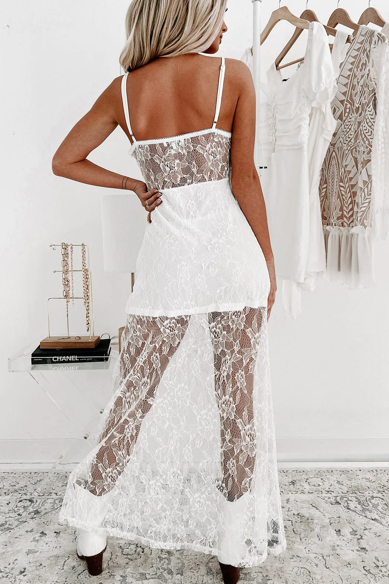 Always Enchanting Lace Maxi Dress (White)