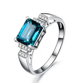 Aquamarine Resizable Silver Ring