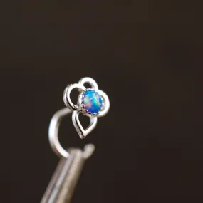 Blue Opal Lotus Flower Nose Stud