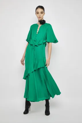 Flutter Sleeve Ruffle Maxi Dress