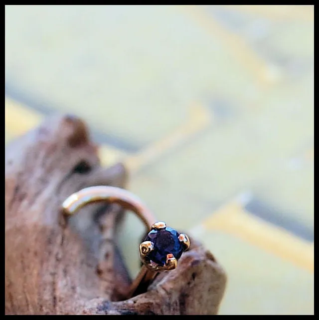 Gold and Iolite Nose Stud