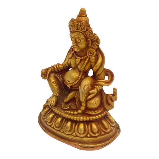 Gold Plated Yellow Kubera Statue, Jambala Idol, Buddhist God of Wealth, Prosperity, Meditation Altar Decor, Positivity God, Handmade Kubera