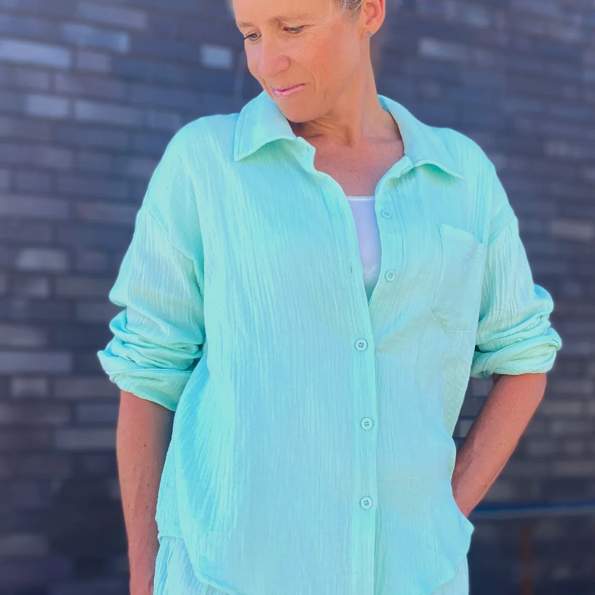 Herzlein® Musselin Blouse mit Herzchen Stick in Mint