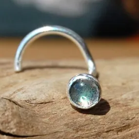 Labradorite Nose Stud Set in Sterling Silver