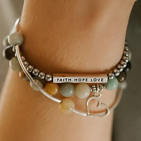 Massachusetts | Stone Beaded Charm Bracelet | Amazonite - Courage