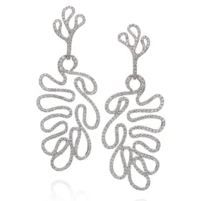 Miseno Sea Leaf Large Drop Earrings, Diamonds, 18k White Gold