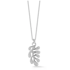 Miseno Sea Leaf Large Pendant Necklace with Diamonds, 18k White Gold