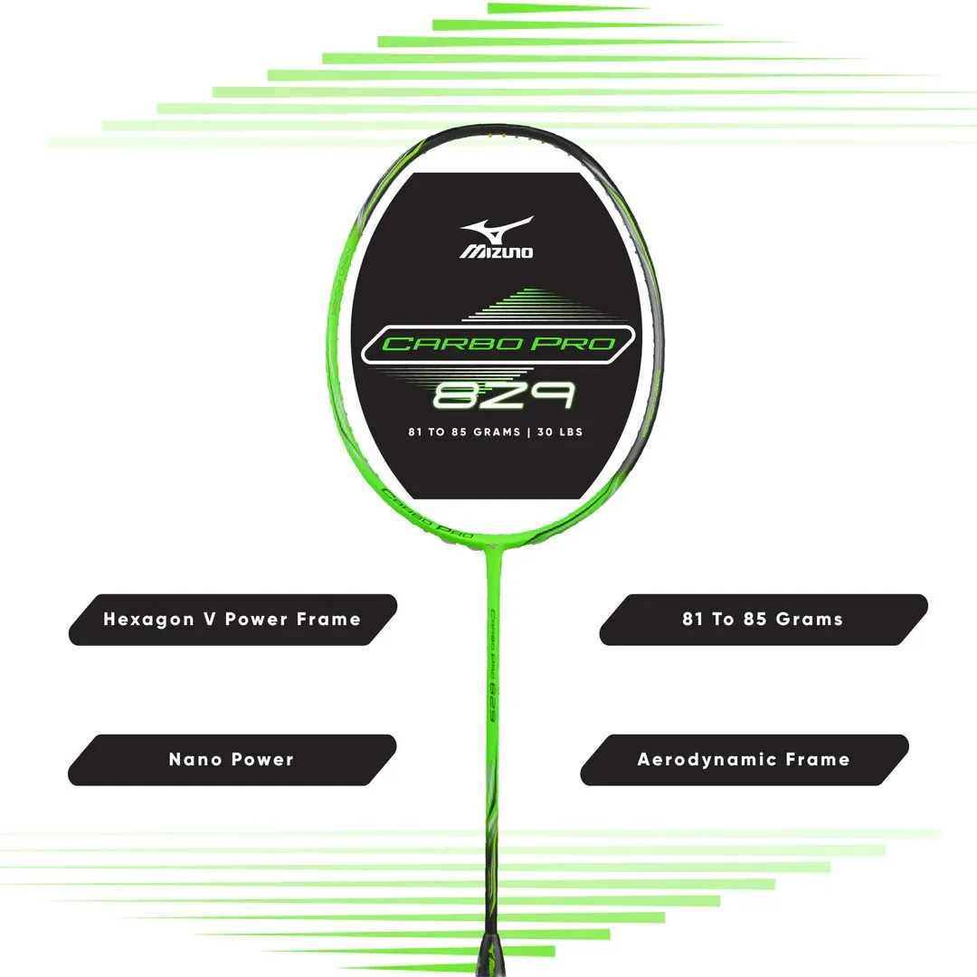 Mizuno Carbo Pro 829 Badminton Racket (Unstrung) - Dark Grey/Neon Green