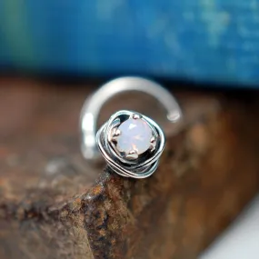 Opal and Silver Tangled Nose Stud