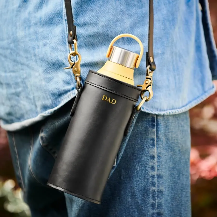 Personalised Leather Water Bottle Holder