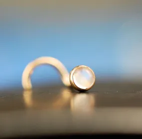 Rainbow Moonstone in Gold Nose Stud