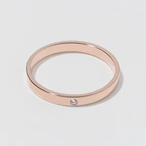 Rose Gold Flat Diamond Wedding Band - Polished 2.5mm