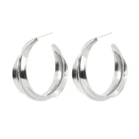 Sahara Ridge Hoop Earrings, Medium, Silver