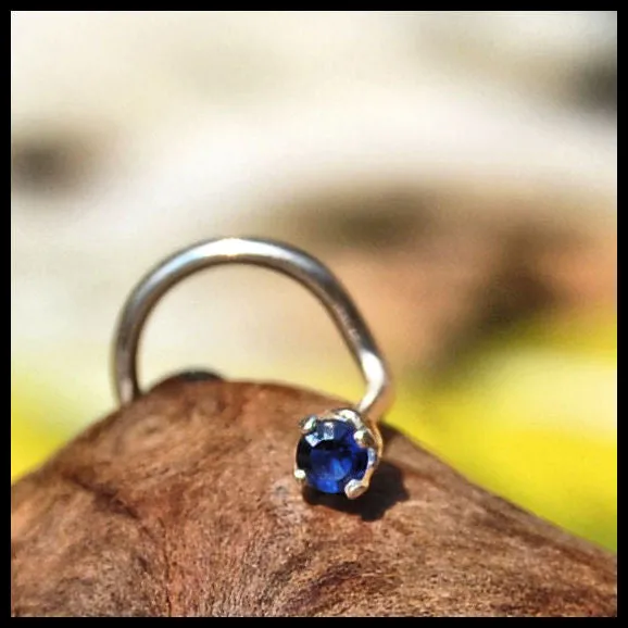 Sapphire Nose Stud in Sterling Silver