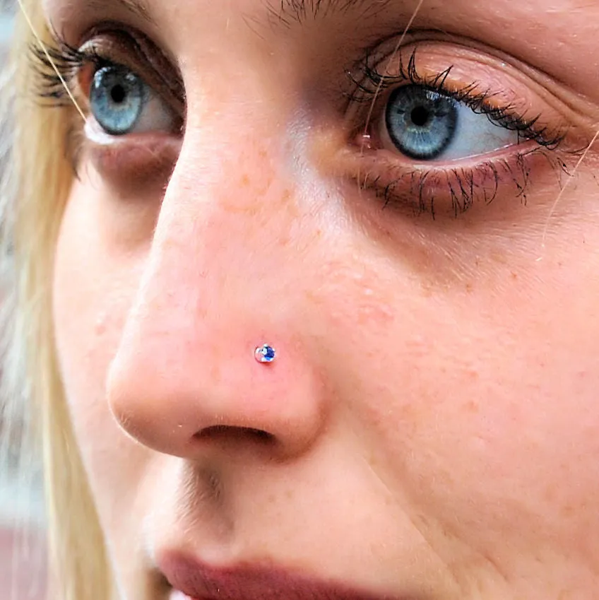 Sapphire Nose Stud in Sterling Silver