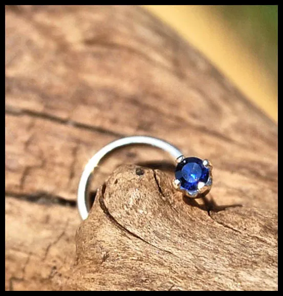 Sapphire Nose Stud in Sterling Silver