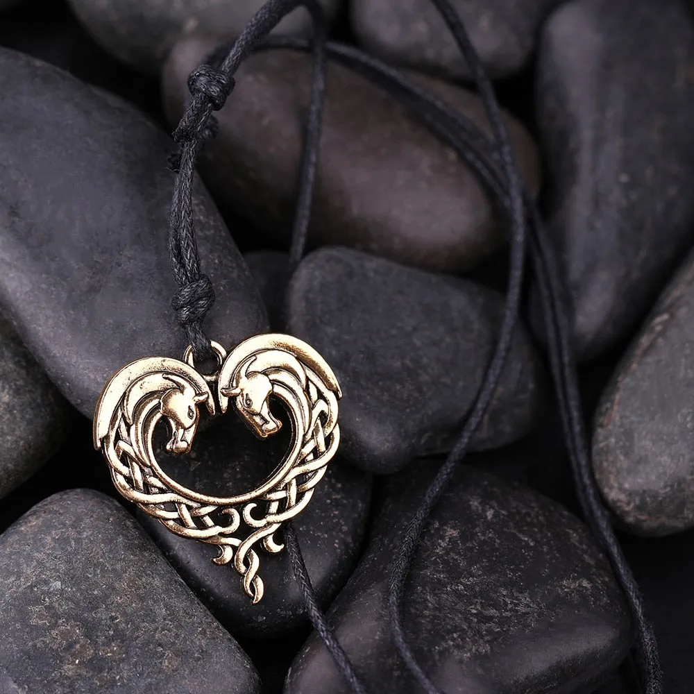 Unique Celtic Horse Heart Necklace