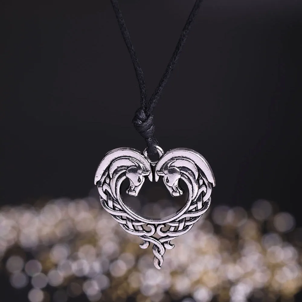 Unique Celtic Horse Heart Necklace