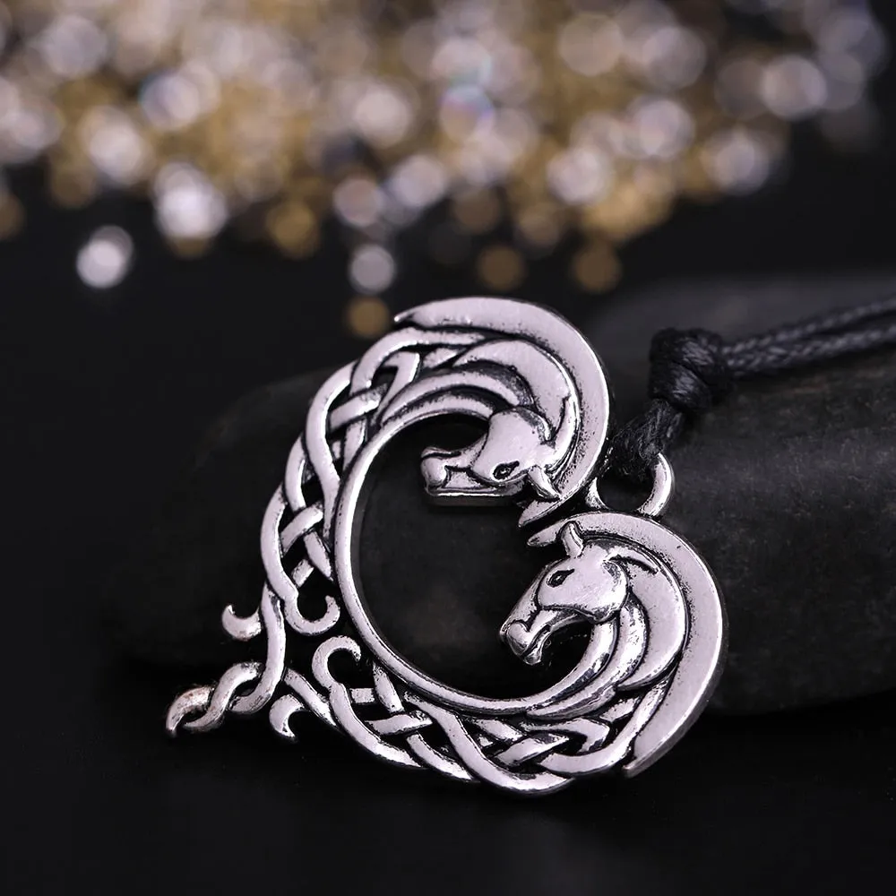 Unique Celtic Horse Heart Necklace