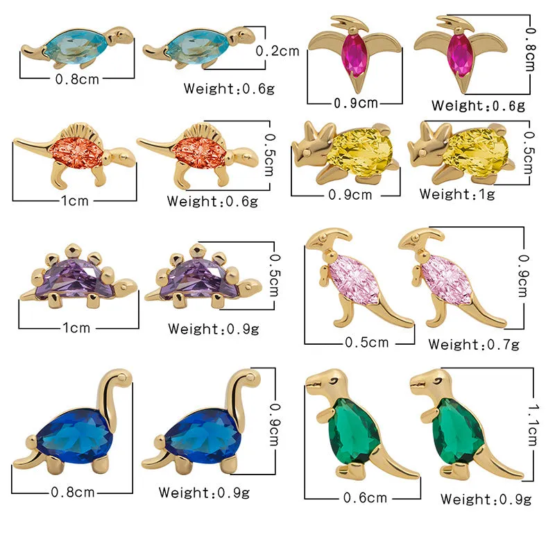 Unique Dinosaur Zircon Small Earrings