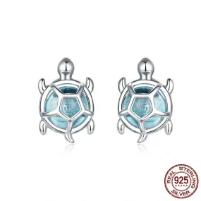 Unique Pure S925 Silver Turtle Earrings