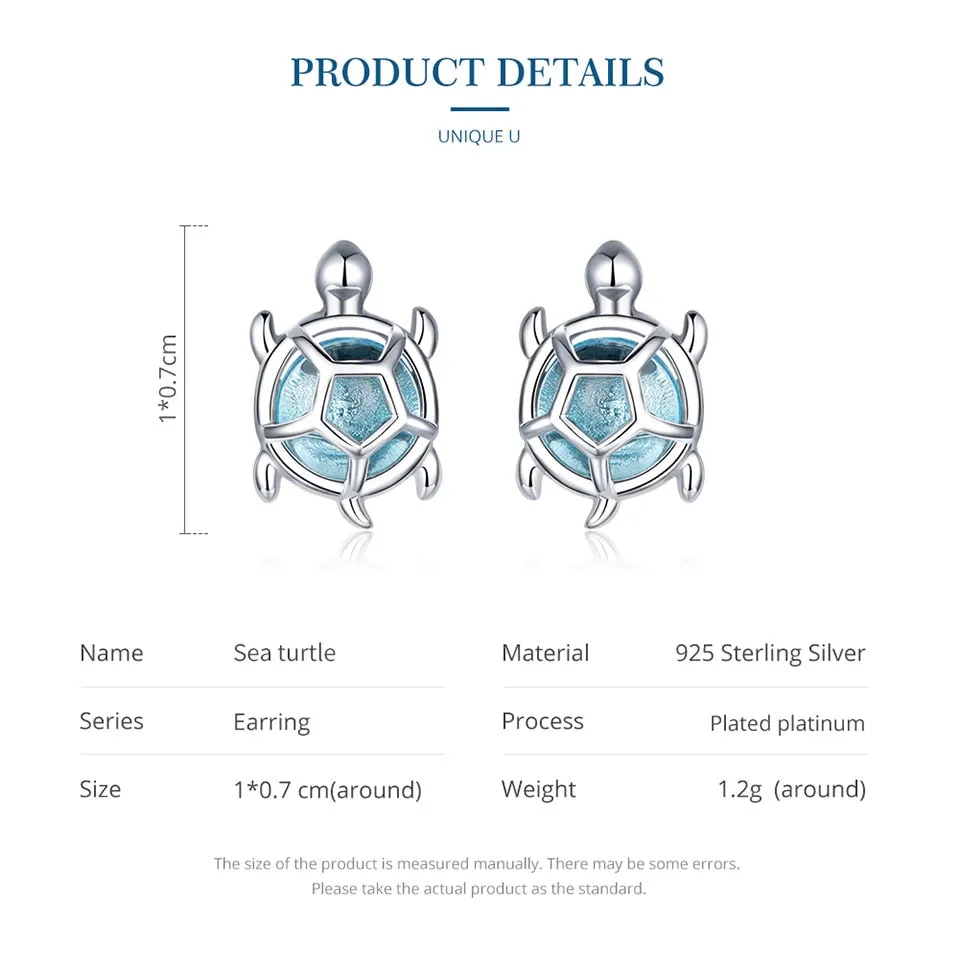 Unique Pure S925 Silver Turtle Earrings