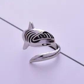 Unique Silver Plated Adjustable Shark Ring