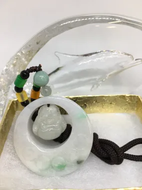 Very Unique Designed Natural Jadeite Jade Buddha Pendant Necklace