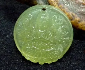 Well Carved Guan Yin Buddha of Compassion Chinese Jade Pendant (P-632)